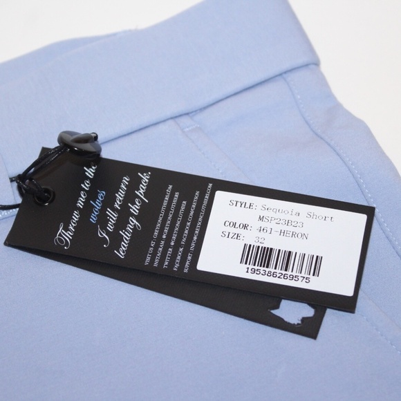 $148 Greyson Golf Mens Size 32 Sequoia Shorts Stretch Heron Blue Butter Soft - Picture 2 of 11